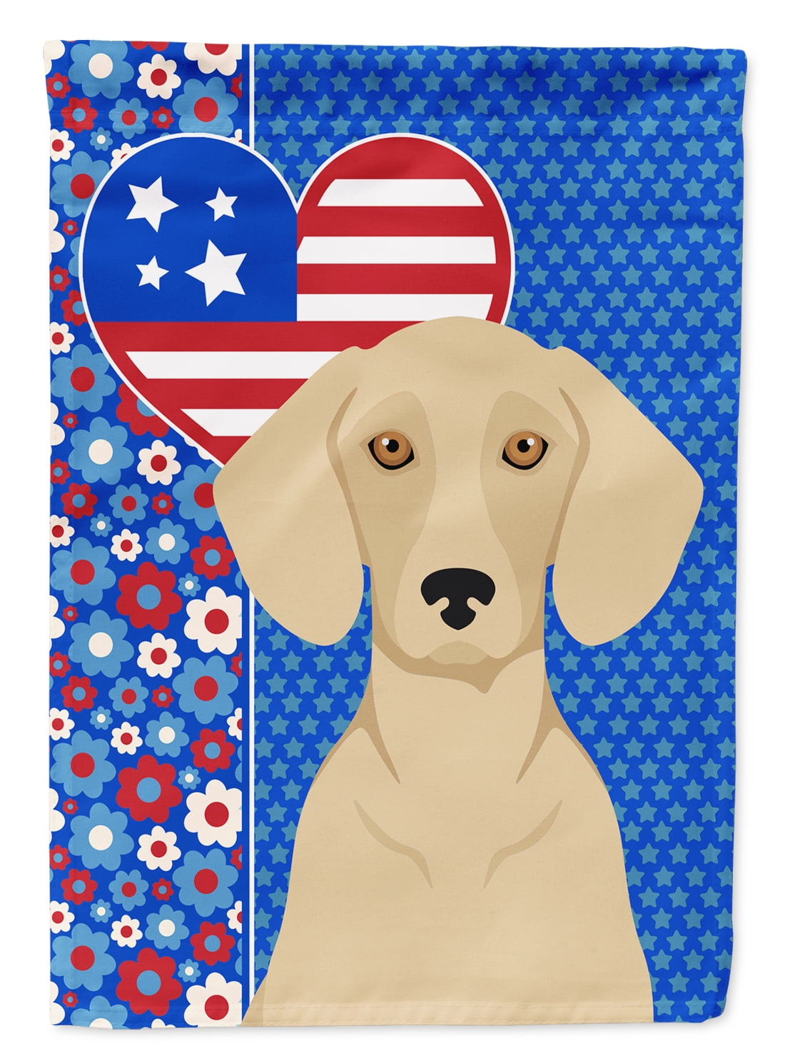 Cream Dachshund USA American Flag Canvas House Size 28 in x 40 in