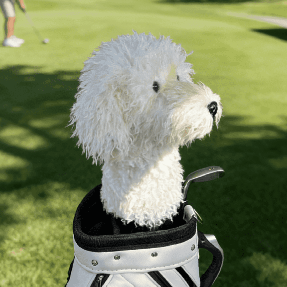 FurEverClone Doodle Golf Club Head Cover for Drivers, Soft Fleece, Water-Resistant, Off-White, 1-Pack