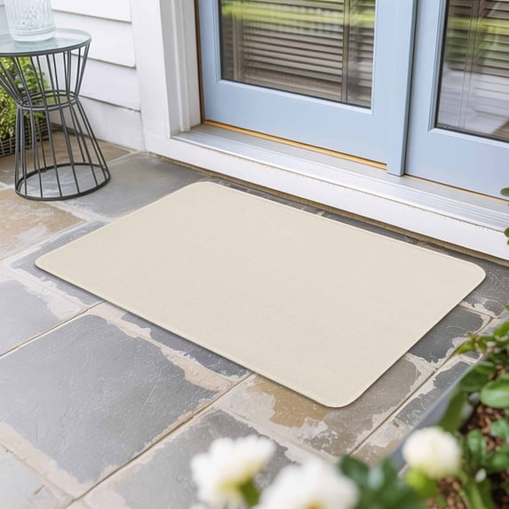 Cream Door Mat Indoor Outdoor, Modern Pure Beige Non Slip Welcome Mat with Rubber Backing, Absorbent Fabric Front Door Mats Entryway Rug for Home Patio Entrance 18"x30"