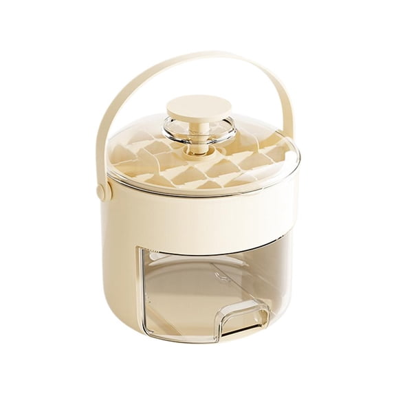 Cream Double-Layer Ice Maker Tray with One-Touch Dispensing, Makes 40 Ice Cubes at Once, Food-Grade Materials with Storage Container