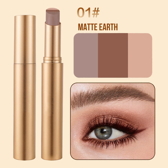 Cream Eyeshadow Stick 3-in-1 Gradient Pen 3 Shades Waterproof Long-Lasting Eyeshadow Pencil Matte Shimmer Eye Makeup