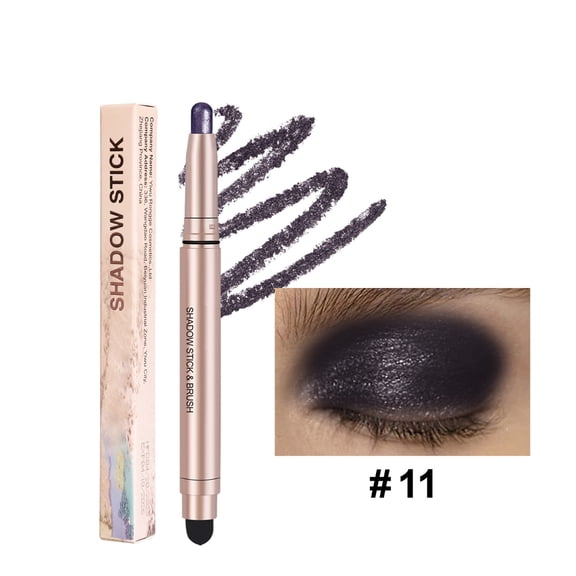 Cream Eyeshadow Stick Waterproof Highlighter Pencil, Dual Tip Eyeshadow Crayon with Blending Sponge for Pearlescent or Matte Finish, Long Wearing Eye Makeup