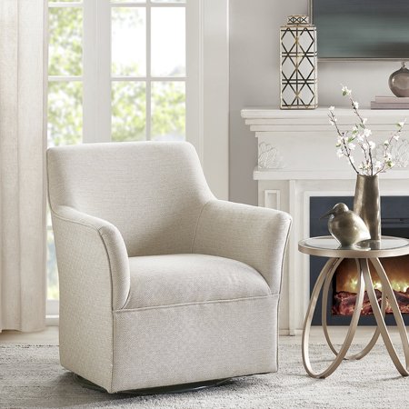 Cream Fabric Upholstered / No - Assembly Swivel Glider for Living Spaces