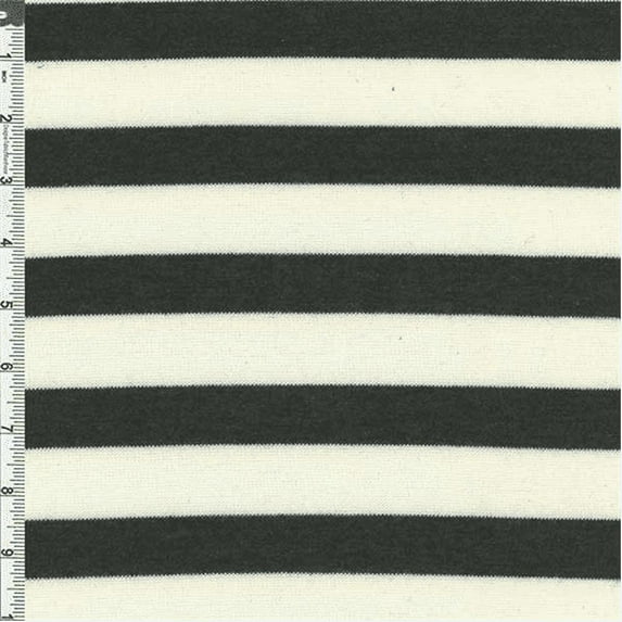 Cream\Faded Black Stripe Slub Japanese Hatchi Knit, Fabric By the Yard