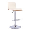 thumbnail image 1 of Cream Faux Leather Walnut and Chrome Adjustable Swivel Bar Stool, 1 of 9