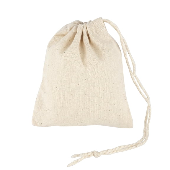 Cream Favor Muslin Bags by Celebrate It 3"x4" Natural Cotton Drawstring Gift Bags for Candy - Parties & Events - 6 Pack
