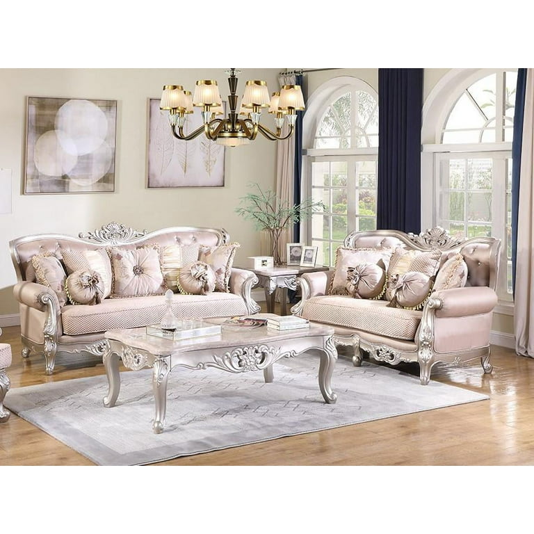 Cream tufted sale sofa set