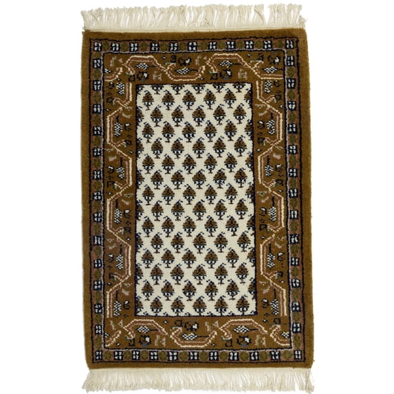 Cream Floral 2X3 Indo Botemir Oriental Rug