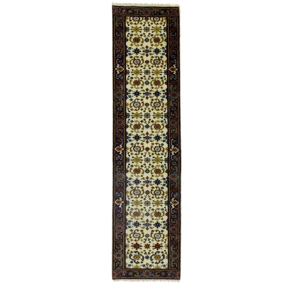 Cream Floral 3X10 Chobi Oriental Runner Rug