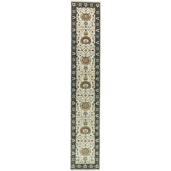 Cream Floral Osh Chobi 2'6X14 Peshawar Oriental Runner Rug