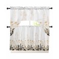 thumbnail image 1 of Cream Flowers Kitchen Curtains Swag Valance and Tier Curtains Set 24 Inch Length, Country Pastoral Spring Floral Herbs Rod Pocket Drape Panels Pair Swag Curtain for Bathroom/Cafe/Window, 1 of 6
