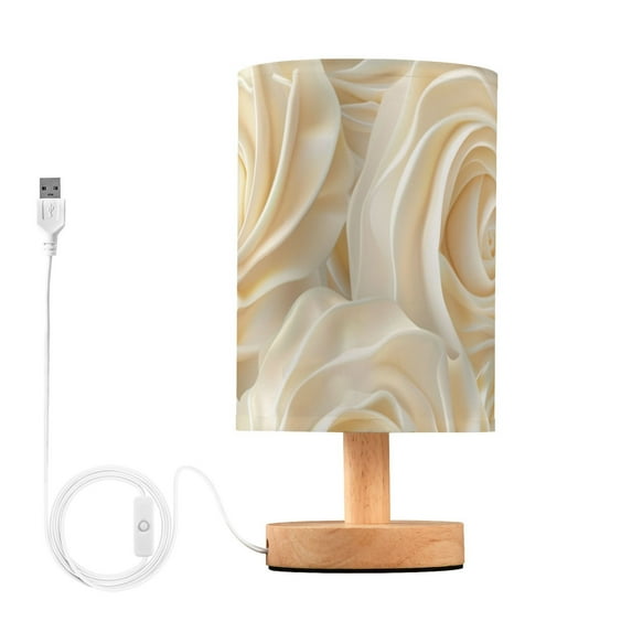 Cream Flowers Table Lamp with USB Port LED Warm Light Lamp Night Light Home Decor