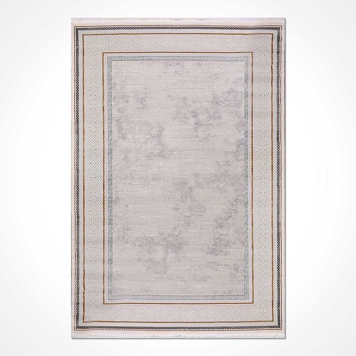 Cream Frame Acrylic Area Rugs for Living Room Jacquard Textured Modern ...