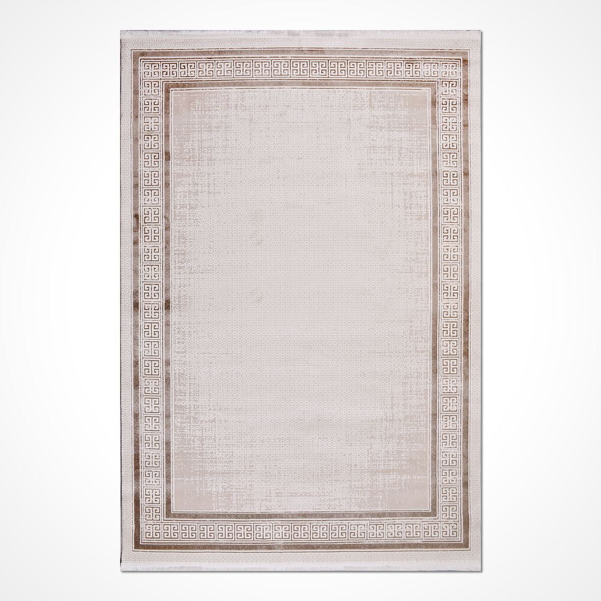 Cream Frame Acrylic Area Rugs for Living Room Jacquard Textured Modern ...