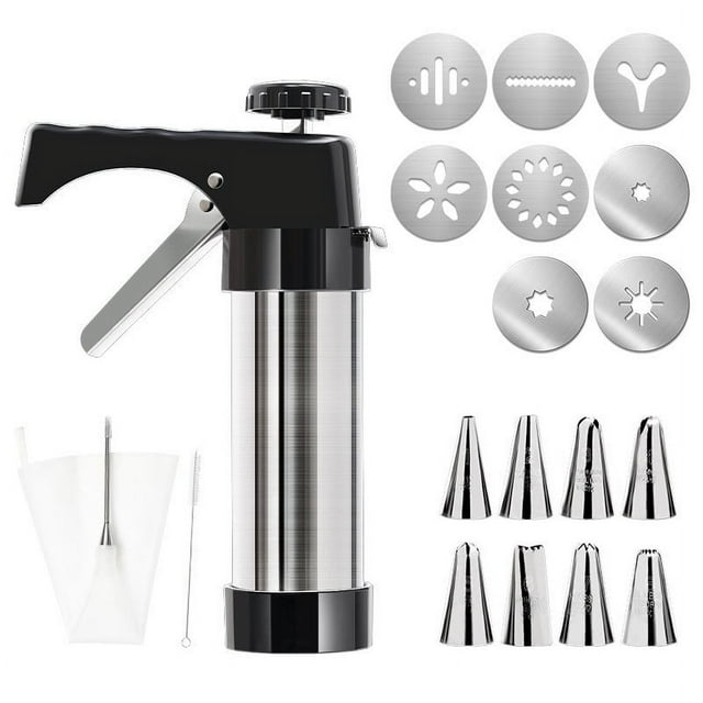Cream Framing Gun with Cookie Press, 2025 New Cookie Press Set for Baking, Christmas Cookie Press Maker Gun, Christmas Cookie Making Decorating Kit for DIY Biscuit Maker and Cake Icing