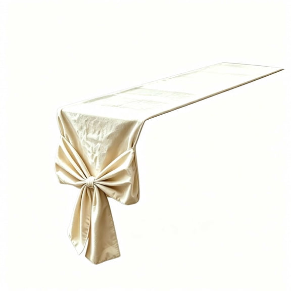Cream French Bow Table Runner 71x13 Inch Long Rectangular Polyester Dining Table Decor Beige