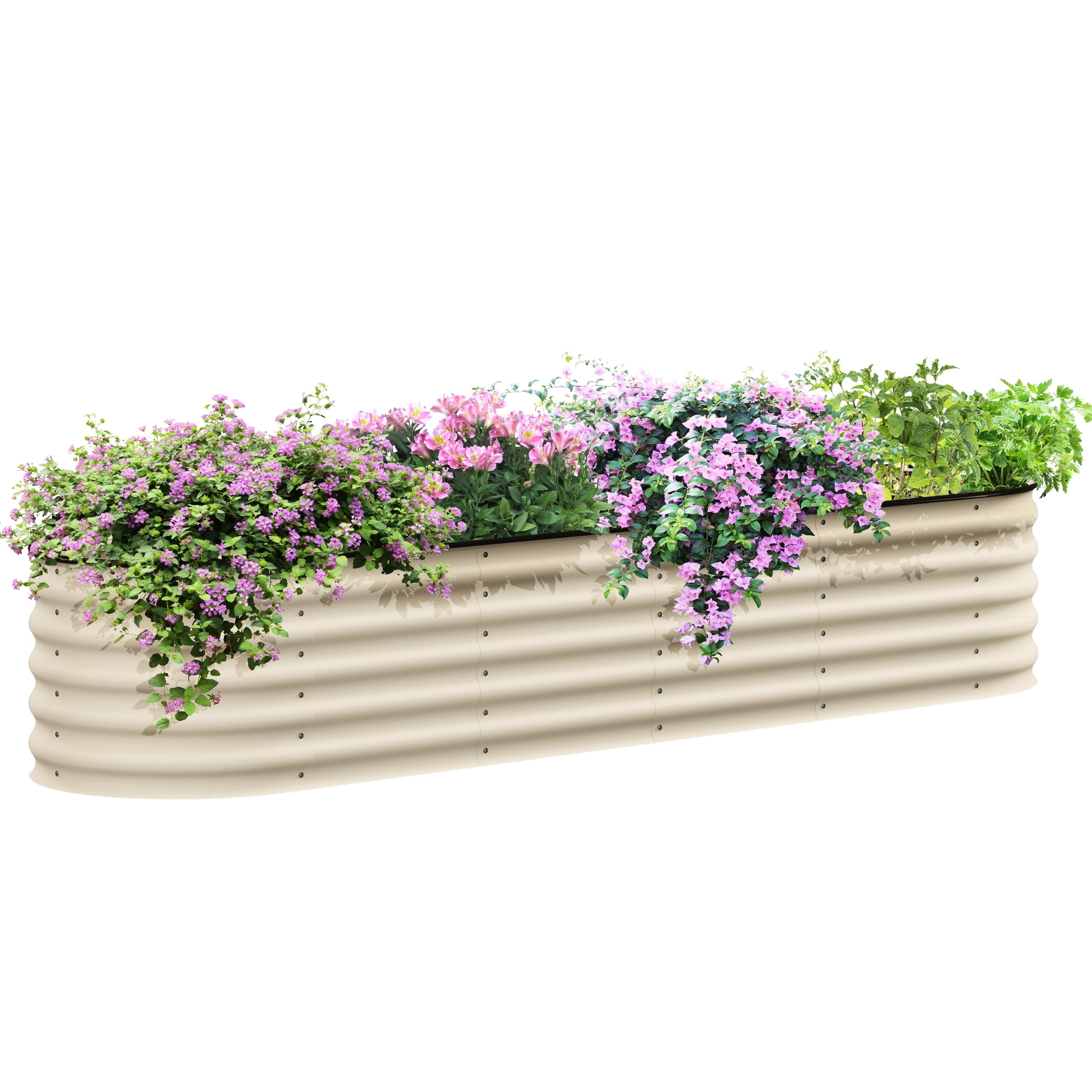 Cream Galvanized Raised Garden Bed 7 9 X 2 1 4 Metal Elevated cream-galvanized-raised-garden-bed-7-9-x-2-1-4-metal-elevated