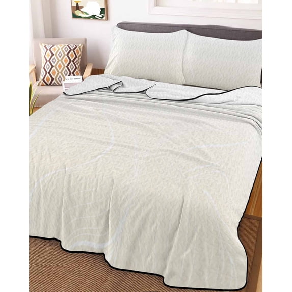 Cream Geometric King Size Down Alternative Comforter,Lightweight Comforter Quilt Bedding Set with Pillow Shams Modern White Stripe Abstract Distortion Art Bed Comforter Duvet Insert 96"x106"