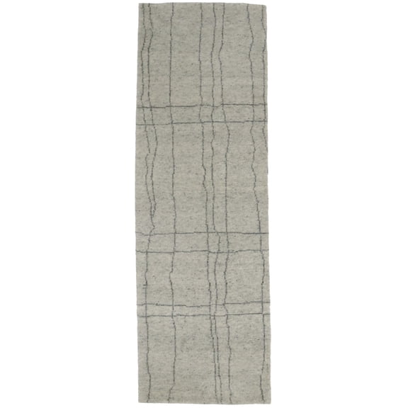 Cream Geometric Modern 3X8 Moroccan Style Oriental Runner Rug