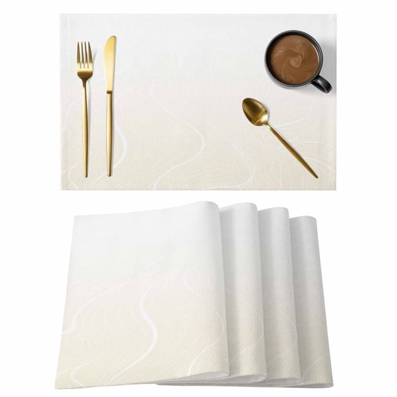 Cream Geometric Placemats Set of 2,Cotton Linen Fabric Place Mats ...