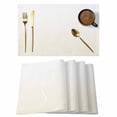 thumbnail image 1 of Cream Geometric Placemats Set of 6, Modern White Stripe Abstract Distortion Art Placemats for Dining Table, Place Mats for Kitchen Tabletop, Waterproof Wipeable Dining Table Mats Set, 1 of 9