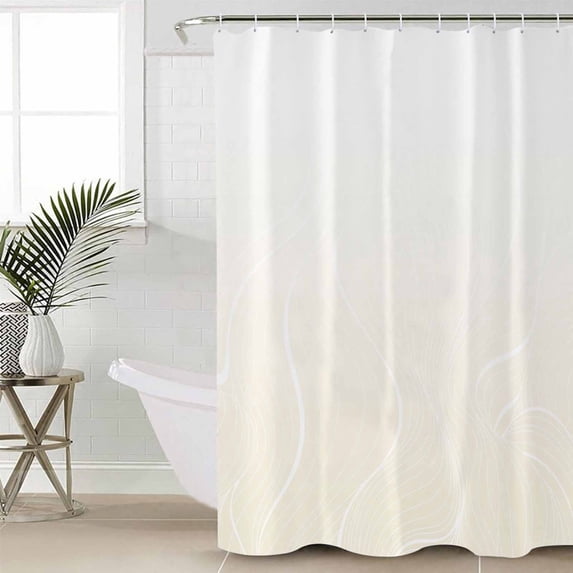 Cream Geometric Small Stall Shower Curtain, Waterproof Shower Curtains for Bathroom, Modern White Stripe Abstract Distortion Art Washable Fabric Cloth Bath Curtain for Bathtub with Hooks 36x78 Inches
