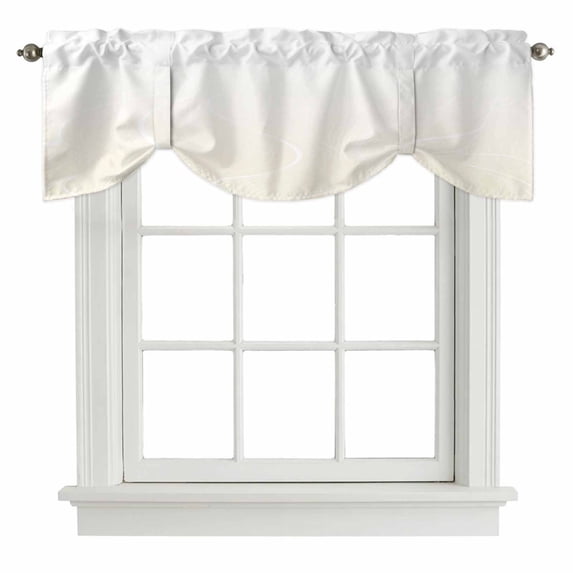 Cream Geometric Tie Up Valance Curtains for Windows, Kitchen Curtains Window Treatments, Modern White Stripe Abstract Distortion Art Short Window Shades Valances for Bedroom Bathroom Cafe 54"x18"