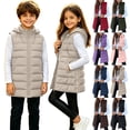 thumbnail image 1 of Cream Girls Puffer Vest Size 8-10 Years, Unisex Kids Lightweight Zip Up Hooded Winter Vests, Sleeveless Quilted Long Jackets, 1 of 9