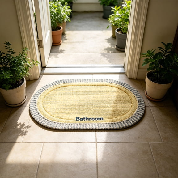 Cream Gradient Diatomaceous Earth Bath Mat Super Absorbent Non-Slip Soft Shower Rug for Bathroom Entrance 19.7x31.5in