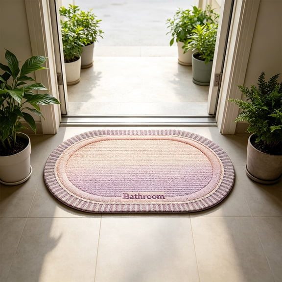Cream Gradient Diatomaceous Earth Bath Mat Super Absorbent Non-Slip Soft Shower Rug for Bathroom Entrance 19.7x31.5in