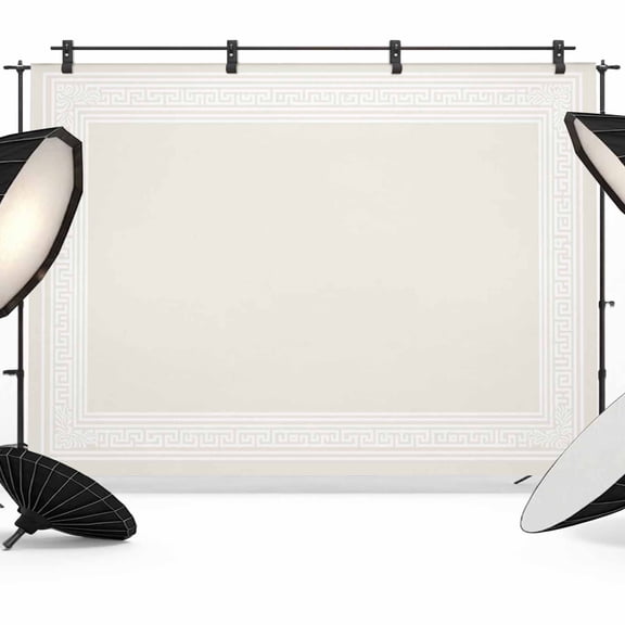 Cream Greek Key Backdrop for Photography,Fabric Photo Background Backdrop,Geometric Greece Ancient Farmhouse Geo Photo Booth Background for Portrait Photoshoot Video Wedding Decoration Banner 10x8ft