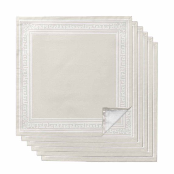 Cream Greek Key Cloth Napkins, Geometric Greece Ancient Farmhouse Geo Washable and Reusable Dinner Napkins Set of 6, Table Napkin for Kitchen Party Birthday Wedding Hotel Housewarming 20"x20"