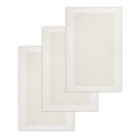 Cream Greek Key Hand Towels Set,Waffle Weave Kitchen Towels 3 Pieces,Geometric Greece Ancient Farmhouse Geo Microfiber Hair Face Bath Tea Towel Absorbent Quick Drying Cleaning Dish Cloths,15.7"x23.6"