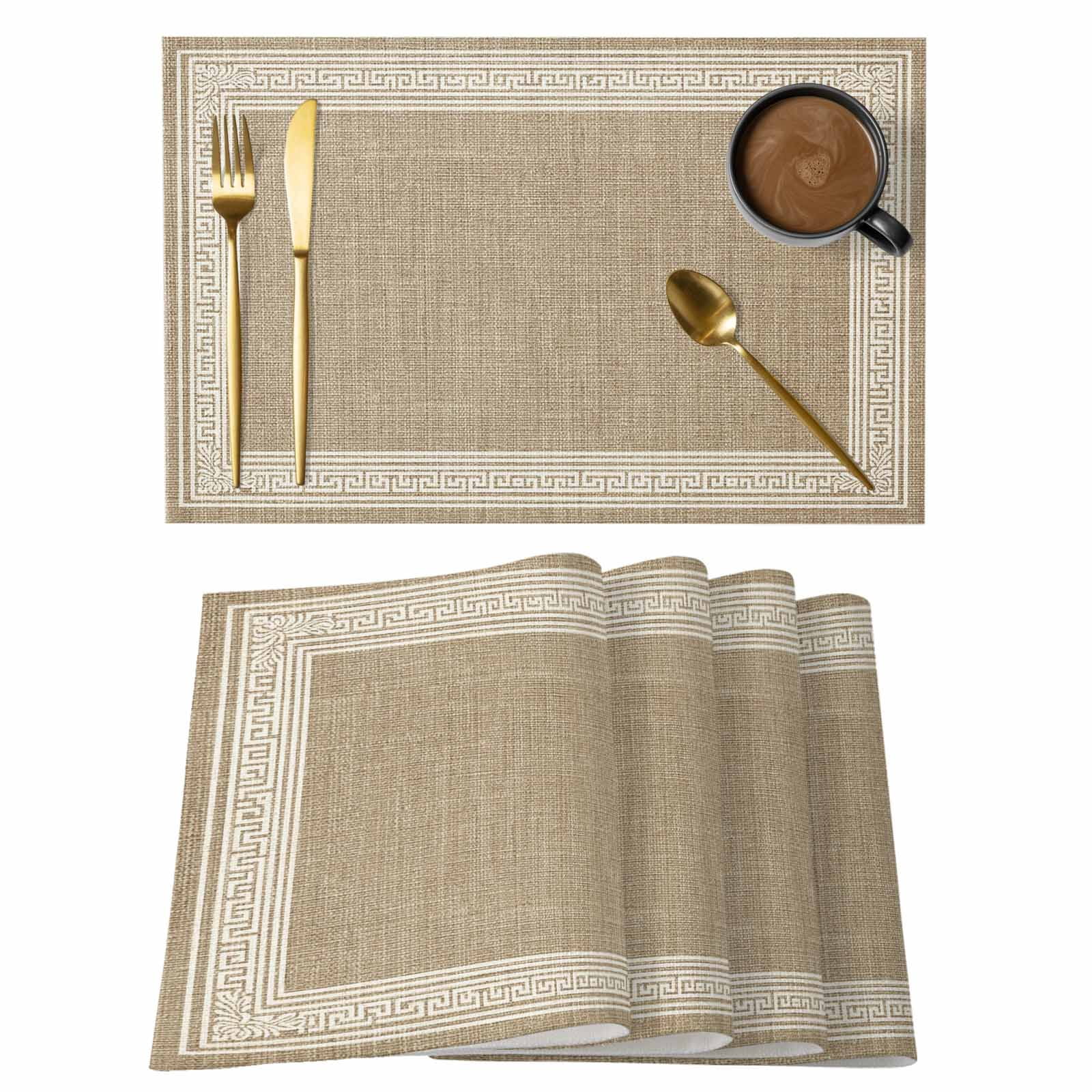 Cream Greek Key Placemats Set of 12 Geometric Greece Ancient Rustic ...