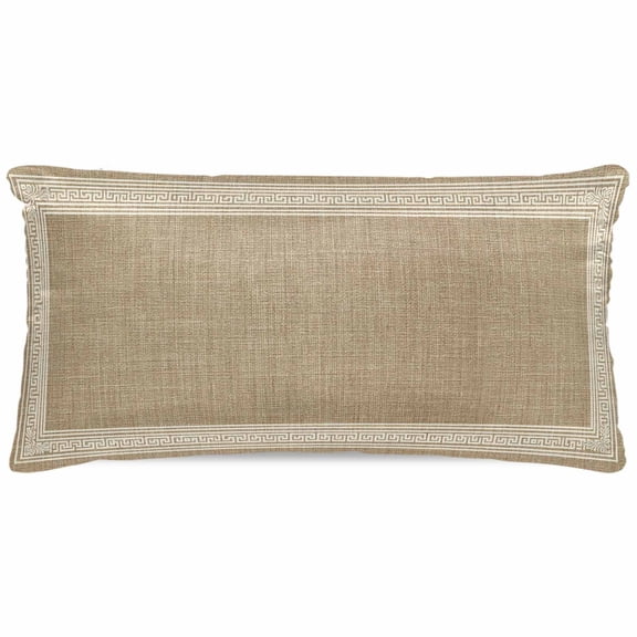 Cream Greek Key Satin Pillowcase for Hair and Skin with Zipper, Soft Breathable Cooling Silk Pillow Cases, Geometric Greece Ancient Rustic Throw Pillow Covers King Size 20"x40"