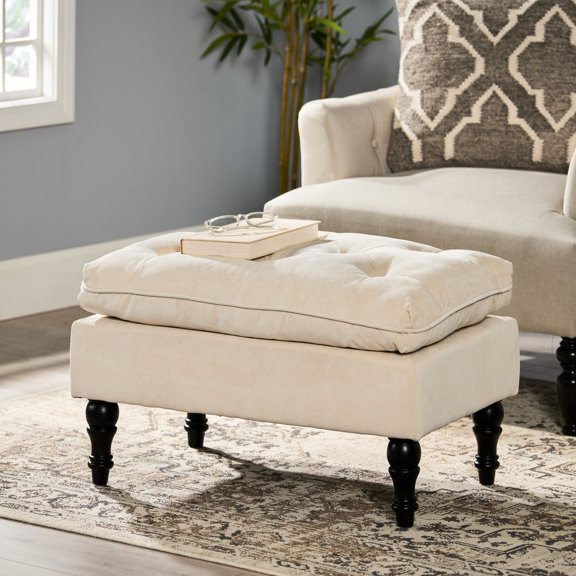 Cream - Hued, Well - Upholstered - Button - Tufted Accent - Adds Flair to Indoor Space - Provides Comfortable Resting