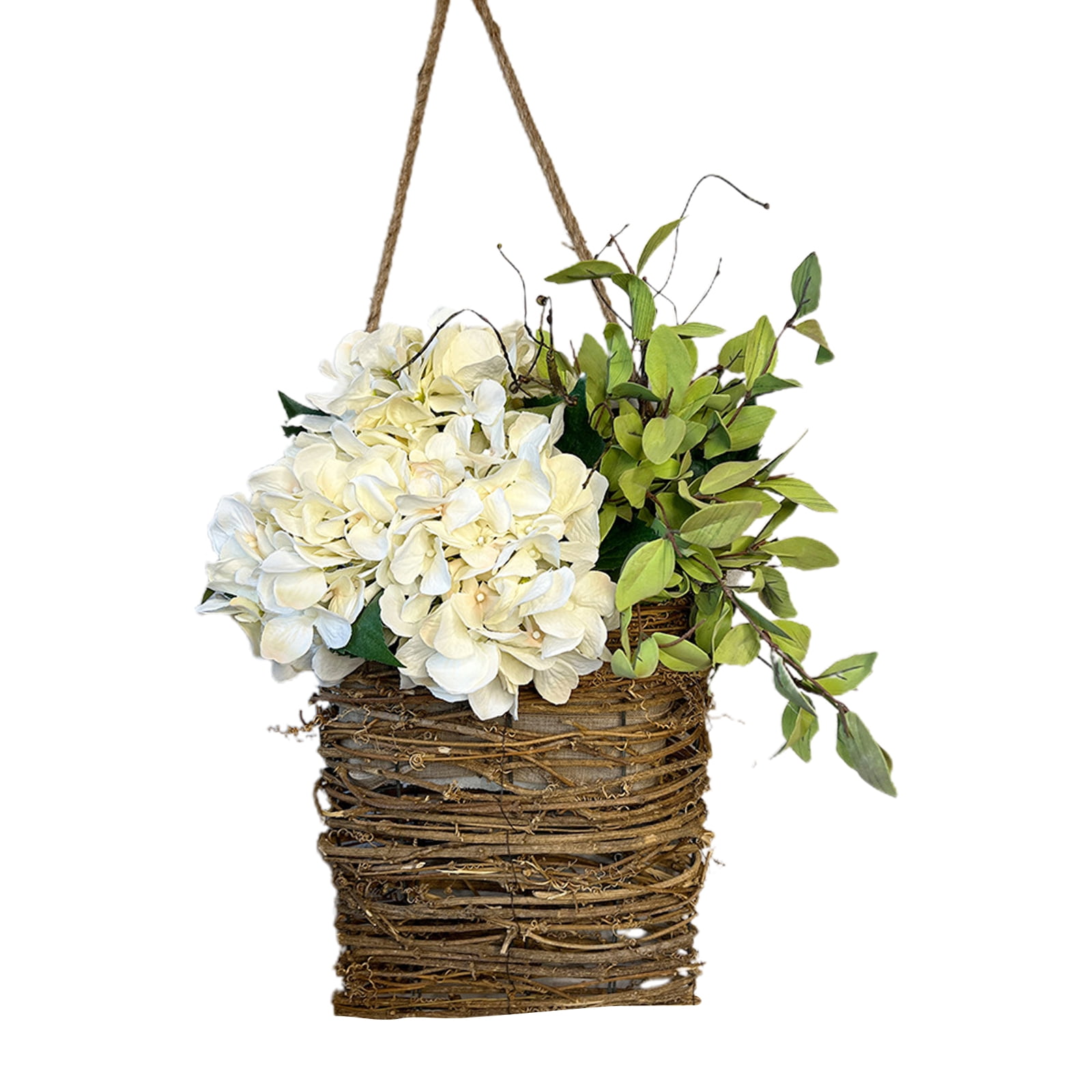 Cream Hydrangea Door Hanger Basket Wreath Spring And Summer Wreath ...