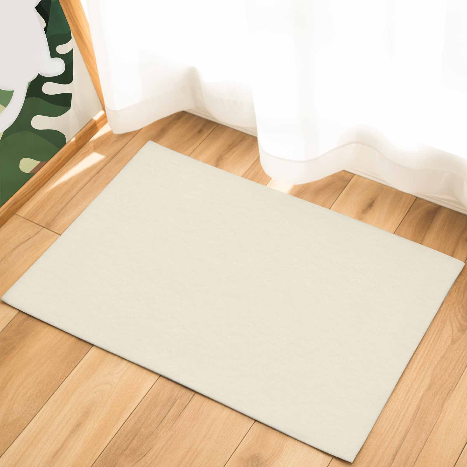 Cream Indoor Door Mat - 18"x30", Non-Slip Welcome Mat for Outdoor, Farmhouse Solid Beige Color Modern Art Front Doormat for Entry, Low-Profile Doormat Entrance Rug for Kitchen/Bathroom