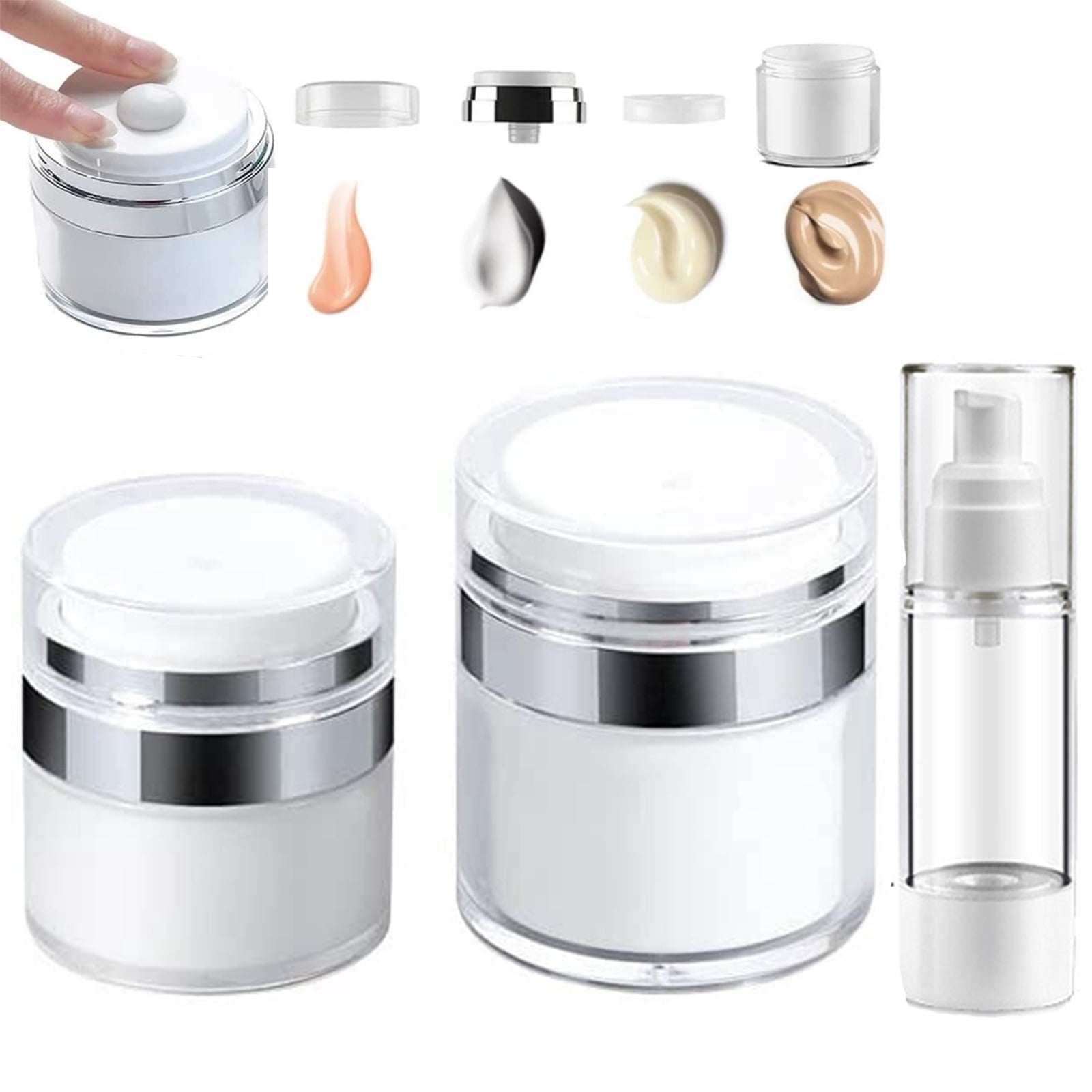 Cream Jar Vacuum Bottle, Airless Pump Jar Bottles Lotion Dispenser With Empty Travel Spray Bottle