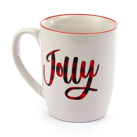 Cream Jolly Plaid 12 Oz Ceramic Mug