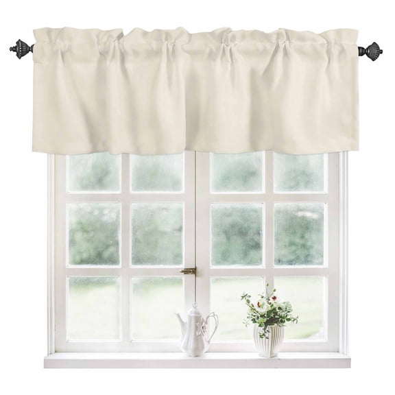 Cream Kitchen Valances for Windows 42x12 Inch Kitchen Curtains Valances Rod Pocket Modern Pure Beige Bathroom Window Valances for Window Treatment Decor
