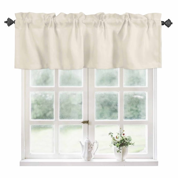 Cream Kitchen Valances for Windows 54x18 Inch Kitchen Curtains Valances Rod Pocket Modern Pure Beige Bathroom Window Valances for Window Treatment Decor