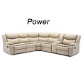 Cream Leather LShaped Power Reclining Sofa with USB, 5Seater