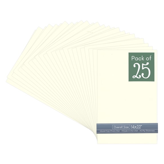 Cream Linen 14x22 Uncut Art Mat Board - No Opening - 25 Mats