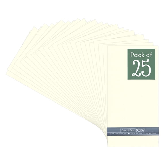 Cream Linen 16x32 Uncut Art Mat Board - No Opening - 25 Mats