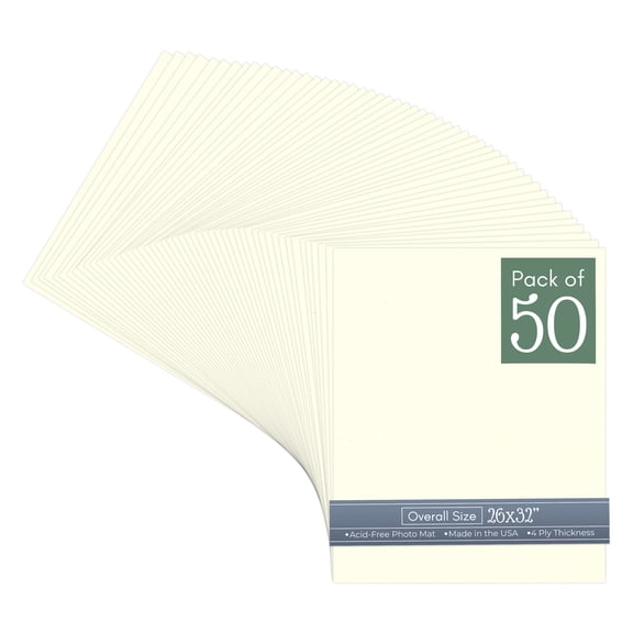 Cream Linen 26x32 Uncut Art Mat Board - No Opening - 50 Mats