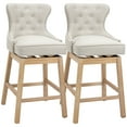 Cream Linen Bar Stools, 2Piece Swivel Bar Chairs for Kitchen Island