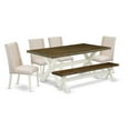 thumbnail image 1 of East West Furniture X-Style 6-piece Wood Dining Set in Linen White, 1 of 3
