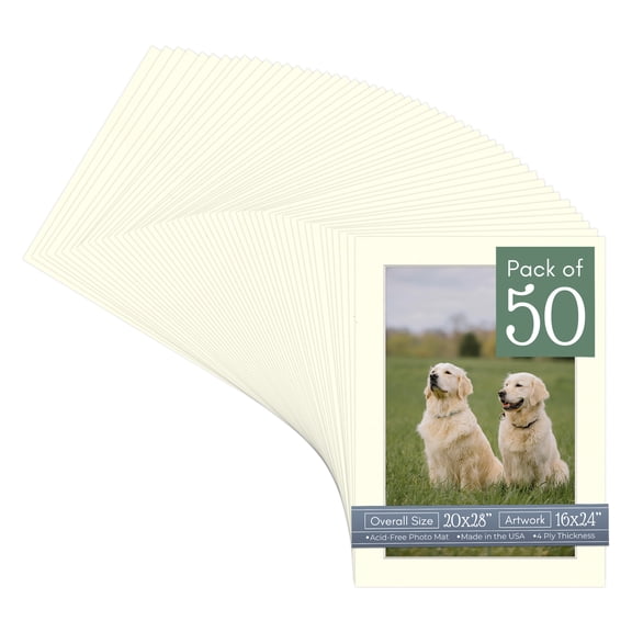 Cream Linen Picture Frame Mat for 20x28 Frames - Fits 16x24 Photos - 50 Mats