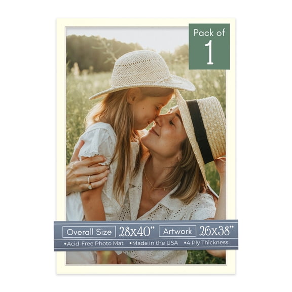 Cream Linen Picture Frame Mat for 28x40 Frames - Fits 26x38 Photos - 1 Mat
